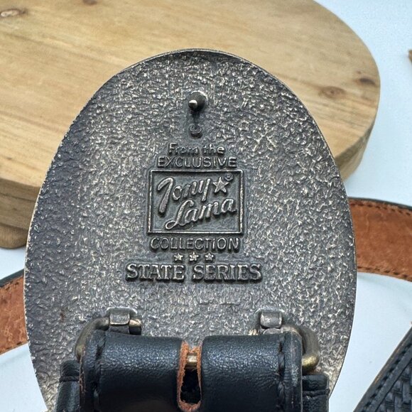 The State of Texas Lone Star Brass Belt Buckle with Brown Belt Southwestern size - Picture 15 of 15